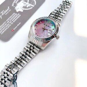 Womens Tissot Mathey 30mm Pink Accent Dial Silver Bracelet Watch